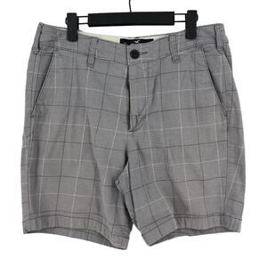 Hollister Bermuda Shorts Men's 32 Dark Gray Plaid High Rise Cotton Flat Front